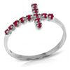 Image 1 : 14K White Gold .30ct Round Ruby Cross Ring
