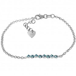 14K White Gold 1.55ct Round Blue Topaz Bracelet
