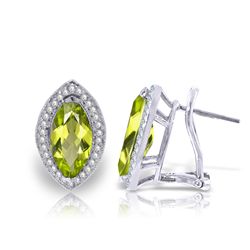 14K White Gold 4.0ct Marquis Peridot & Diamond Earring