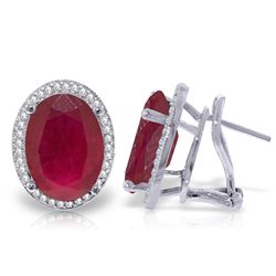 14K White Gold 15.50ct Oval Ruby & Diamond Earring