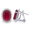 Image 1 : 14K White Gold 15.50ct Oval Ruby & Diamond Earring