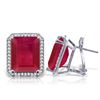 Image 1 : 14K White Gold 14.50ct Octagon Ruby & Diamond Earring