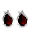 Image 1 : 14K WG DIAMOND & 4.00ct PEAR GARNET STUD EARRING