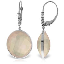 14K White Gold 34.0ct Rose Quartz & .15ct Diamond Earring