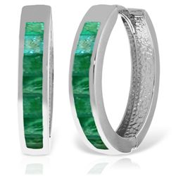 14K White Gold 1.85ct Emerald Huggie Earring