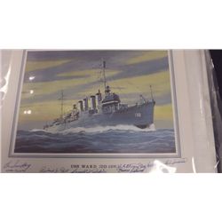 U.S.S. Ward Lithograph Signed by 8