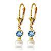 Image 1 : 14K YG 4.00ct PEARL & BLUE TOPAZ LEVERBACK EARRING