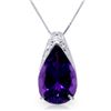 Image 1 : 14K WHITE GOLD 5.00ct PEAR AMETHYST NECKLACE