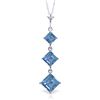 Image 1 : 14K W. GOLD 1.15ct BLUE TOPAZ CHANDELIER NECKLACE