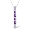Image 1 : 14K WHITE GOLD 0.35ct AMETHYSTS BAR NECKLACE