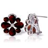 Image 1 : 14k WG Garnet Flower French Clip Earrings