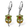 Image 1 : 14k Solid Gold Citrine & Peridot Flower Earrings