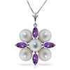 Image 1 : 14k Solid Gold Clustered Pearls & Amethyst Necklace