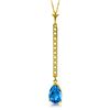 Image 1 : 14k Solid Gold 1.75ct Blue Topaz & Diamond Necklace