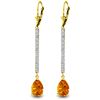 Image 1 : 14k Solid Gold 3.50ct Citrine & Diamond Earrings