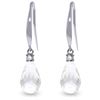 Image 1 : 14k WG Fish Hook Earrings with Diamonds & 4.50ct White Topaz