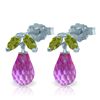 Image 1 : 14k Solid Gold Pink Topaz & Peridot Earrings