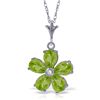 Image 1 : 14k Solid Gold 2.20ct Peridot & Diamond Necklace
