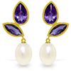 Image 1 : 14K YG 8.00ct PEARL& AMETHYST CHANDELIER EARRING