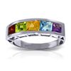 Image 1 : 14K White Gold Multi Color Gemstone Ring