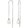 Image 1 : 14k WG Freshwater Pearl Threaded Earrings