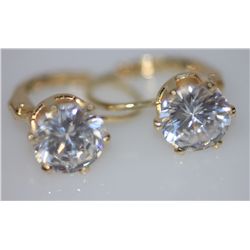 14K GOLD PLATED CZ CLEAR EARRINGS