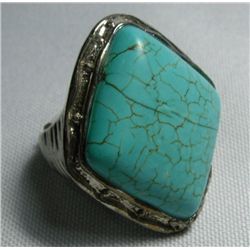 82.00CTW BLUE TURQUOISE ELECTROPLATED RING SIZE 9.5