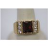 Image 1 : 14K GOLD PLATED CZ AND RED CZ RING