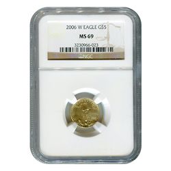 Certified Burnished American $5 Gold Eagle MS69 NGC (Da