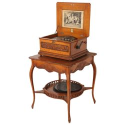Oak Symphonion Music Box On Stand
