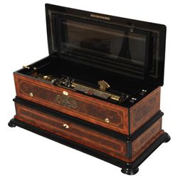 Large Inlaid Cylinder Music Box