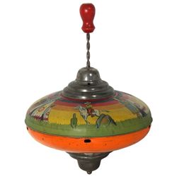 Large Tin Litho Whistling Toy Top