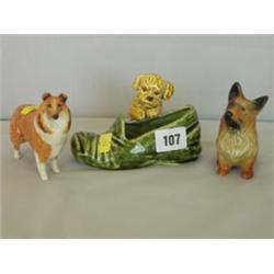 Sylvac puppy with slipper plus two other dogs £20 - 40...