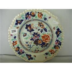 Set of six early stoneware dishes decorated in cobalt blue, red and gilt £50 - 80...