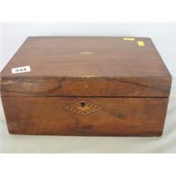 Victorian walnut box and contents £20 - 30...