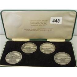 Four silver hallmarked commemorative medals for 50th anniversary of 'The Railways Act 1921,' in p...