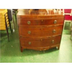 Late Georgian mahogany bow fronted chest of drawers with three graduated drawers, 36" wide £400-6...