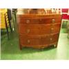 Image 1 : Late Georgian mahogany bow fronted chest of drawers with three graduated drawers, 36" wide £400-6...