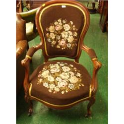 19th century mahogany open armchair with needle point upholstery £250 - 300...