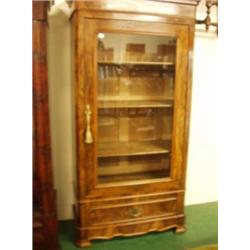 Figured walnut glazed bookcase with bottom drawer, circa 1880 £400 - 500...