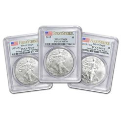 2013 1 oz Silver American Eagle MS-70 NGC (ER) 3 Coin Set