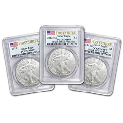 2013 1 oz Silver American Eagle MS-69 NGC (ER) 3 Coin Set