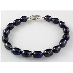 102.07CTW 7" BLACK FRESHWATER PEARL BRACELET METAL LOCK PHILIPPINES