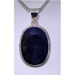 SAPPHIRE CORRUNDUM 41.14CTW SILVER PENDANT