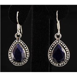 SAPPHIRE CORRUNDUM 26.92CTW SILVER HOOK EARRING
