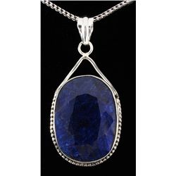 SAPPHIRE CORRUNDUM 65.40CTW SILVER PENDANT