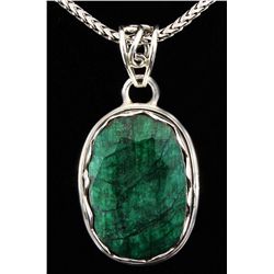 NATURAL EMERALD BERYL 42.85CTW SILVER PENDANT