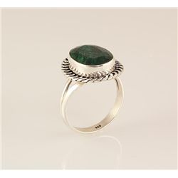 EMERALD BERYL 27.12CTW ANTIQUE LOOKS SILVER RING