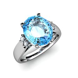 Topaz 6.00 ctw & Diamond Ring 14kt White Gold