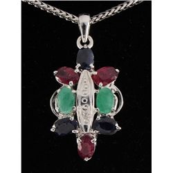 Butterfly 4.08g Sterling Silver Multi Precious Pendant 4.64ctw